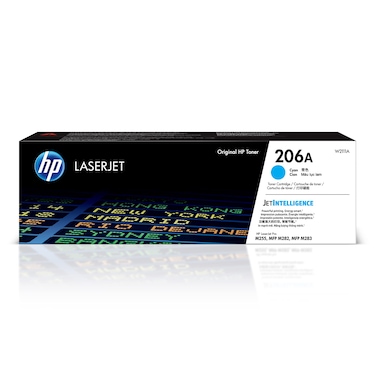 HP 206A Cyan Toner Cartridge   Works with HP Color LaserJet Pro M255, HP Color LaserJet Pro MFP M282, M283 Series   W2111A