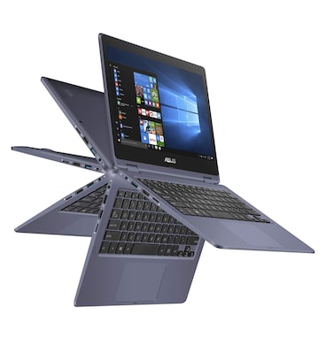 ASUS VivoBook Flip Thin and Light 2-in-1 Laptop - 11.6" HD Touchscreen, Intel Dual-Core Celeron N3350 Processor, 4GB RAM, 64GB eMMC Storage, Windows 10 in S Mode, Office 365 - J202NA-DH01T