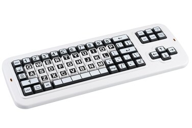 Clevy Contrast Keyboard - USB Large Print Keyboard Designed to Help Visually Impaired Low Vision Individuals - Wired USB High Contrast Keyboard with Oversized Print Letters