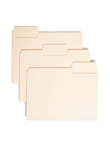 Smead SuperTab Heavyweight File Folder, Oversized 1/3-Cut Tab, Letter Size, Manila, 50 Per Box (10401)