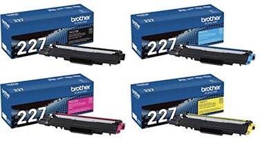 Brother Genuine TN227BK, TN227C, TN227M, TN227Y High Yield 4-Color Toner Cartridge Set, Black Cyan Magenta &amp; Yellow, TN227