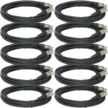 10Pack 25 FT Foot XLR 3 Pin Male Female MIC Microphone Shielded Audio Cable Cord
