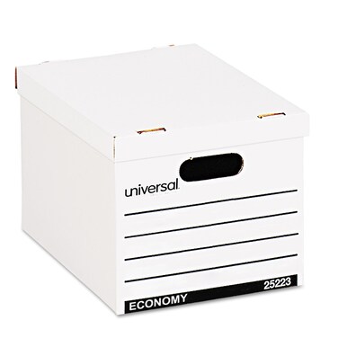 Universal 9523001 12 in. x 15 in. x 10 in. Letter/Legal Files Basic-Duty Economy Record Storage Boxes - White (10/Carton)