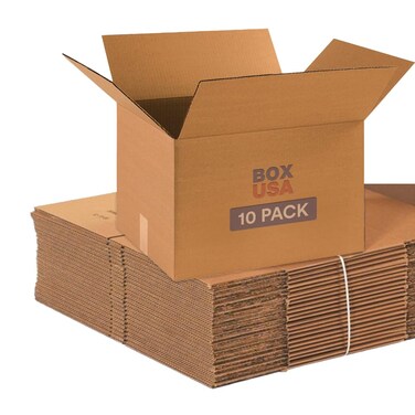 BOX USA Moving Boxes Medium 18"L x 14"W x 12"H 10-Pack   Corrugated Cardboard Box for Shipping, Mailing, Packing, Packaging and Storage 18x14x12