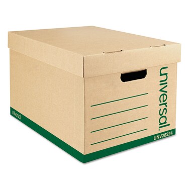Universal 28224 Recycled Record Storage Box, Letter, 12 x 15 x 10, Kraft, 12/Carton