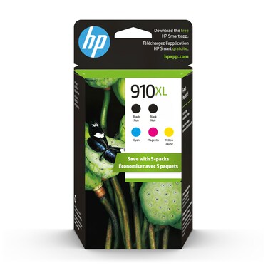 HP Original 910XL Black, Cyan, Magenta, Yellow High-Yield Ink Cartridges (5-Pack)   Works OfficeJet 8010, 8020 Series OfficeJet Pro 8020, 8030 Series   Eligible for Instant Ink   6ZA58AN