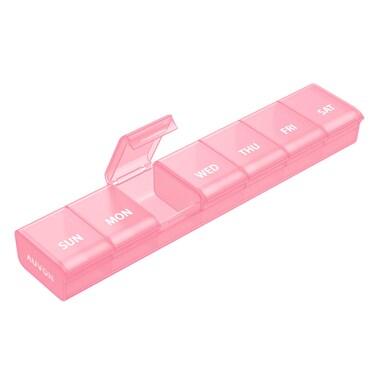 AUVON Weekly Pill Organizer with Effortless Opening Design, Arthritis Friendly Pill Box, BPA-Free Pill Organizer 7 Day, Cute &amp; Portable Pill Case for Vitamins, Supplements and Medications