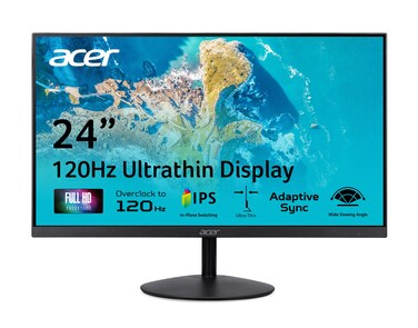 Acer SB240Y G0bi 23.8" IPS Full HD Ultra-Slim Edge-to-Edge Gaming Office Monitor   Adaptive-Sync Support (FreeSync Compatible)   Up to 120Hz Refresh   1ms (VRB)   Tilt   HDMI &amp; VGA Ports   Black