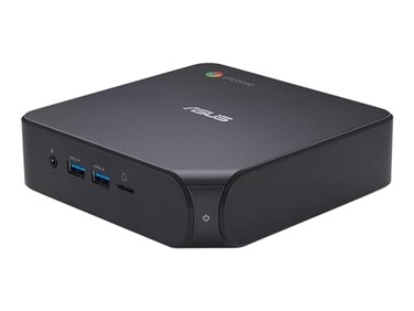 ASUS Aluminum Fanless Chromebox with Celeron 5205U, 4GB RAM, 32G eMMC Storage, Dual HDMI, Legacy RS232, Extended Power Switch, Gigabit LAN, WiFi 6, MicroSD Card Reader, VESA Mount, Chrome OS, BLACK