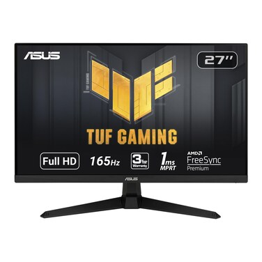 ASUS TUF Gaming 27" 1080P Monitor - Full HD, 165Hz (Supports 144Hz), 1ms, Extreme Low Motion Blur, FreeSync Premium, Shadow Boost, Eye Care, HDMI, DisplayPort, Tilt Adjustable - VG277Q1A,Black