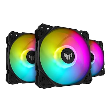 ASUS TUF Gaming TF120 ARGB Chassis Fan 3 Pack 3Pin Customizable LEDs, Advanced Fluid Dynamic Bearing, 120mm PWM Control, Anti-Vibration Pads, Double-Layer LED Array for Computer Case &amp; Liquid Radiator
