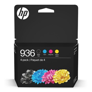 HP 936 Black, Cyan, Magenta, Yellow Ink Cartridges (4-pack)   Works with : OfficeJet 9122e; Pro: 9110b, 9125e, 9128e, 9130b, 9135e; OfficeJet Pro Wide Format 9730e   Eligible for Instant Ink   6C3Z5LN