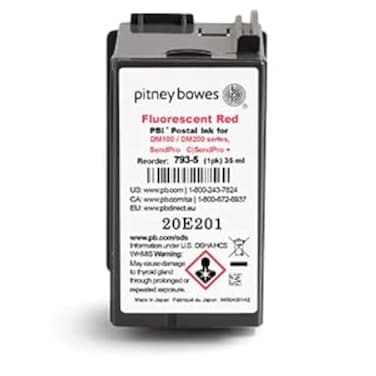 Pitney Bowes 793-5 Ink Cartridge for DM100, DM200 and SendPro C and SendPro+, Red Ink, 35 ml