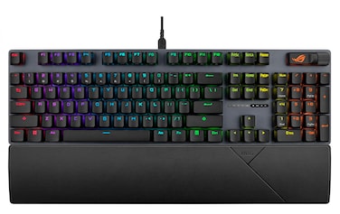 ASUS ROG Strix Scope II Gaming Keyboard, pre-lubed ROG NX Storm clicky Mechanical switches, Sound-dampening Foam, PBT doubleshot keycaps, Streaming hotkeys, Multi-Function Controls, Wrist Rest