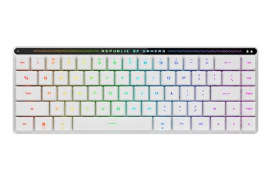 ASUS ROG Falchion RX Low Profile 65% Wireless Gaming Keyboard with ROG RX Red Low-Profile switches, tri-Mode Connection with ROG SpeedNova, Silicone dampening Foam, Touch Panel, and MacOS Support.