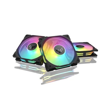 ASUS TUF Gaming TR120 ARGB Reverse Fan - Black - Triple Pack Higher Cooling Performance Extra-Thick 28mm Fan Frame, Exclusive Double-Layered LED Matrix Design with 16 Addressable RGB LEDs, Aura Sync