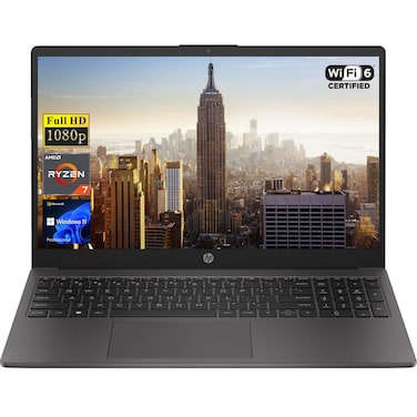 HP 255 G10 15.6" FHD Business Laptop, AMD Ryzen 7 7730U, 32GB RAM, 1TB PCIe SSD, Numeric Keypad, Webcam, Wi-Fi 6, HDMI, Windows 11 Pro, Black