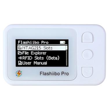 Flashiibo Pro 2nd Gen White, NFC Tag Emulator, 100 Save Lots Expandable to 3000+, Unlimited Rewrite, UID Regen, OLED Screen, Buttons