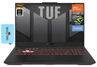 ASUS TUF Gaming A15 15.6" 144Hz FHD Laptop (AMD Ryzen 9 7940HS, RTX 4070 8GB, 64GB DDR5 RAM, 1TB PCIe SSD, RGB Backlit KB, Thunderbolt 4, Wi-Fi 6, BT 5.2, Webcam, W11P) w/Hub
