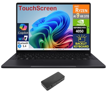 ASUS ProArt PX13 AI Gaming 2-in-1 Laptop 13.3" Touchscreen AMOLED 2.8K Display (AMD Ryzen AI 9 HX 370, 32GB LPDDR5X, 2TB M.2 PCIe SSD, Backlit KB, WiFi 7, Webcam, Win 11 Home) w/USB-C Dock