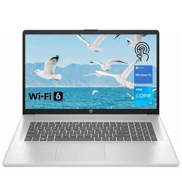 HP Premium 17.3" Touchscreen Laptop, 8-Cores Intel Core i3-N305, 32GB RAM, 128GB eMMC + 1TB SSD, Webcam, HDMI, Wi-Fi 6, Windows 11 S, Silver