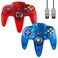 ZeroStory Classic N64 Controller, Wired N64 Controller Upgraded Joystick for N64 Video Game Console (Transparent Red and Transparent Blue)