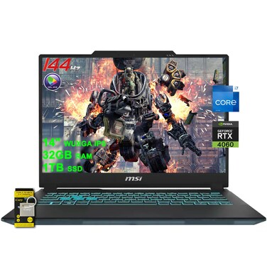 MSI Cyborg 14 Gaming Laptop 14" WUXGA IPS 144Hz (100% sRGB) Intel 10-core i7-13620H 32GB RAM 1TB SSD GeForce RTX 4060 Backlit USB-C Win11 w/ICP Accessory