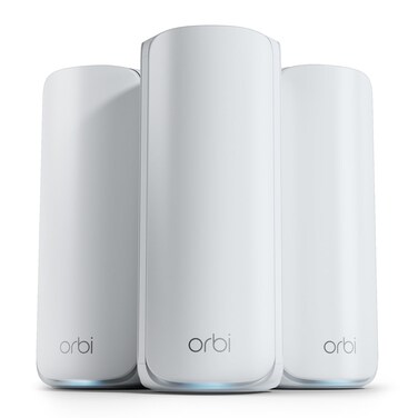 NETGEAR Orbi 770 Series Tri-Band WiFi 7 Mesh Network System (RBE773) - Router + 2 Satellite Extenders, Security Features, Up to 11Gbps, Covers up to 8,000 sq. ft., 100 Devices, 2.5 Gig Internet Port