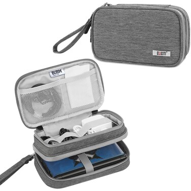 BUBM Double Compartment Storage Case Compatible with 3DS/3DS XL/New 2DS XL, Protective Carrying Bag, Portable Travel Organizer Case Compatible with 3DS/3DS XL/New 2DS XL and Accessories,Gray