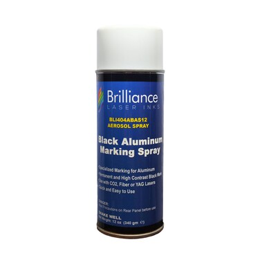 Brilliance Laser Inks 12 Oz Aluminum Laser Marking Spray - Black, Anti Clog Permanent Metal Engraving Aerosol Compatible with Fiber, YAG, Diode, and CO2 Engraver Machine