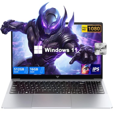 KAIGERR Laptop, 2025 Gaming Laptop Computer with Intel Quad-Core Processor(Up to 3.6GHz), 16GB DDR4 512GB SSD, Windows 11 Laptop, 16.0" IPS 1080P, Metal Shell, USB3.2, Long Battery Life