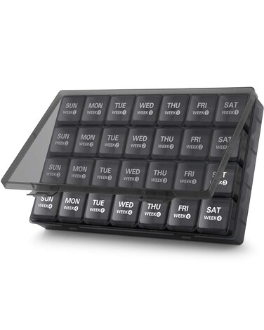 TookMag Monthly Pill Organizer 28 Day Pill Box, Large Medicine Pill Organizer 4 Weeks, One Month Pill Box Pill Case Travel Pill Organizer with Dust-Proof Container for Pills/Vitamin/Supplements