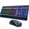 RisoPhy Wireless Gaming Keyboard and Mouse Combo, Metal Panel, 7 Color Backlits, Rechargeable 3200 mAh Battery, Wrist Rest, Sleep Mode, Light Up Keyboard + 7D 3200DPI Gaming Mice for PC Gamer