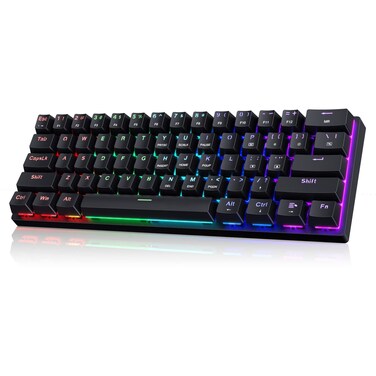 CACKBIRD Portable 60% Mechanical Gaming Keyboard, Wired Keyboard with Blue Switches,LED Customization Backlit,61 Keys Ultra-Compact Mini Office Keyboard for PC/Mac/Xbox,Easy to Carry On Trip-Black