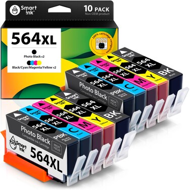 Smart Ink Compatible Ink Cartridge Replacement for HP 564 XL 564XL High Yield 10 Combo Pack (2 Black, 2PBK &amp; 2 C/M/Y) for Photosmart 6525 6520 7520 5520 7510 5510 7525 DeskJet 3520 3522 OfficeJet 4620
