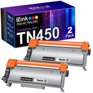 E-Z Ink Compatible Toner Cartridge Replacement for Brother TN450 TN420 TN-450 TN-420 Compatible with HL-2270DW HL-2280DW HL-2230 MFC-7360N MFC-7860DW DCP-7065DN Intellifax 2840 2940 (2 Black)