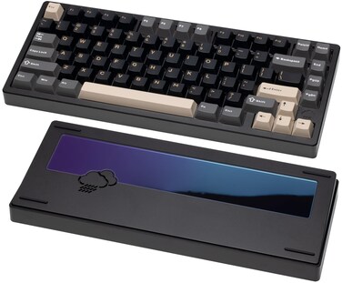 KEEBMONKEY WOBKEY Rainy 75 CNC Aluminum HMX/JWK/Cocoa Switches Triple-Mode Connectivity Mechanical Keyboard with Superior Acoustics, No RGB/PP/Gradient Glass/3500mAh/Violet Switch (Lite - Black)