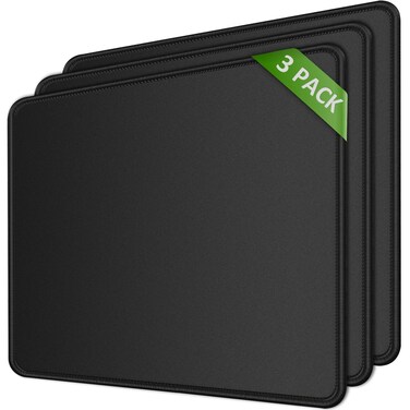 MROCO Mouse Pad [30% Larger] with Stitched Edges, 3 Pack Premium-Textured &amp; Waterproof Mousepad Bulk with Non-Slip Rubber Base for Computers, Laptop, PC, Office &amp; Home, 8.5 x 11 x 0.12 in, Black