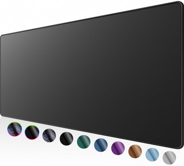 KTRIO Large Gaming Mouse Pad with Superior Micro-Weave Cloth, Extended Desk Mousepad with Stitched Edges, Non-Slip Base, Water Resist Keyboard Pad for Gamer, Office &amp; Home, 31.5 x 11.8 in, Black