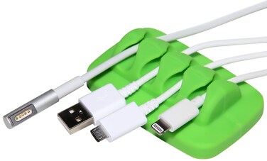 ENVISIONED Desktop Cable Organizer, Weighted, Eco-Friendly Silicone, No Bad Smell, Bundled with 4 Reusable Cable Ties (Green)