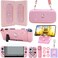 GUTIAL Accessories Bundle for Nintendo Switch - Cute Kawaii NS Accessories kit for Grils Boys Kids with Travel Carrying Case and Cartoon Dockable Protective Cover Case, Screen Protector, Stand - Pink