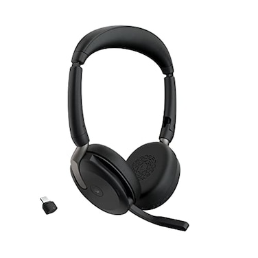 Jabra Evolve2 65 Flex Wireless Stereo Headset - Bluetooth, Noise-Cancelling ClearVoice Technology &amp; Hybrid ANC - Certified for Microsoft Teams - Black