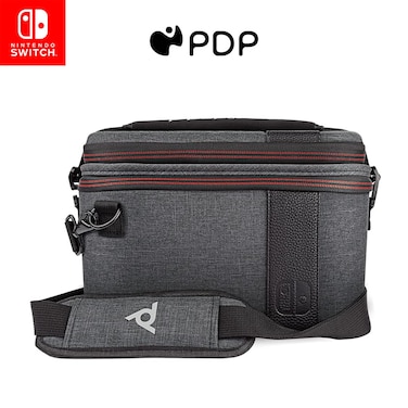 PDP Gaming Pull-N-Go Nintendo Switch Travel Case, 2-in-1 Console and Accessory Storage, Removable Interchangeable Compartments: Elite Edition Grey