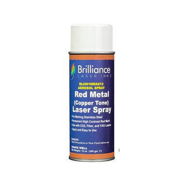 Brilliance Laser Inks 12 Oz Laser Marking Spray - Copper Tone Red, Permanent High Contrast Metal Engraving Aerosol for Fiber, YAG, Diode, and CO2 Laser Engraver Machine, BLI201