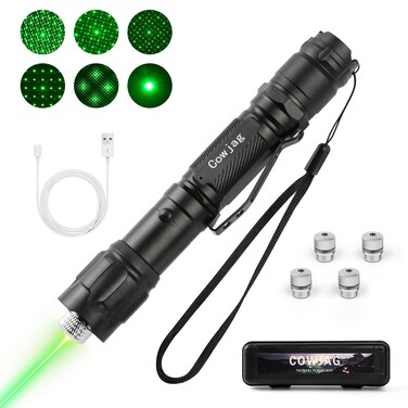 High Power Green Laser Pointer, Tactical Long Range Laser, Rechargeable Laser Single-Press On/Off, Adjustable Focus Laser with Carrying Case
