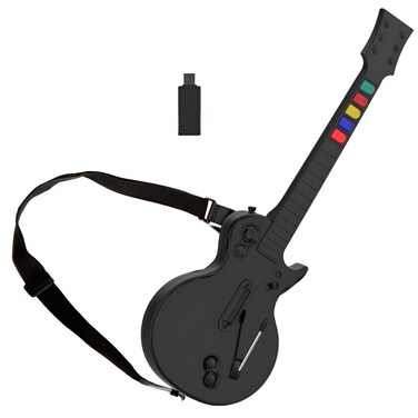 NBCP PC Guitar Hero Controller, Wireless PS3 Guitar Hero with Dongle for PC,Playstation 3 Guitar Hero Rock Band Would Tour Clone Hero Games - Black