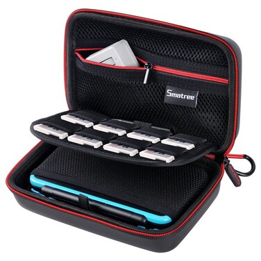 Smatree Carrying Case for Nintendo 3DS XL/2DS XL, Hard Protective Shell Travel Case for Nintendo New 3DS - Super NES Edition - Black/Red