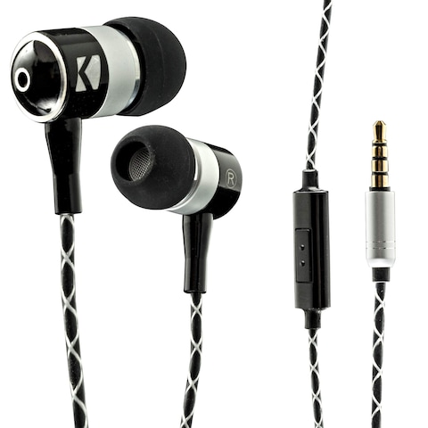 Kicker EB54 Wired Earbuds with Microphone   Great Gaming Earphones for PC, iOS &amp; Android   Noise Cancelling Earbuds Wired with 3.5mm Plug   53.15-Inch Cable with in-Line Mic and Control Button