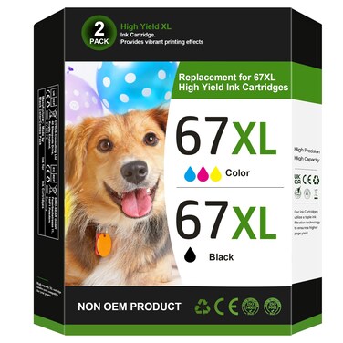 Eudul 67XL Ink Cartridges Black Color Combo Pack Replacement for HP Ink 67 67XL for HP DeskJet 2700 2700e 2755e 2755 4155e 4155 Envy 6000 6055e 6055 6400 6455e 6458e Envy Pro 6455 6458 6452 (2 Pack)