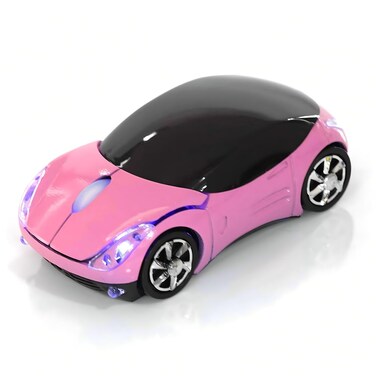 ASHATA 2.4G Car Mouse with USB Reciver 1600DPI Optical Mouse for PC Computer Laptop Tablet, High Cute Mouse for Win XP//Win7/ME/2000/for Mac OS (Pink)